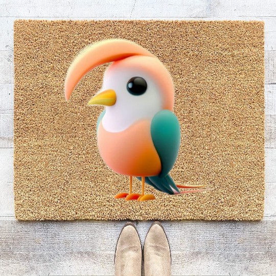 Cute Bird of Paradise 3D Render Coir Doormats