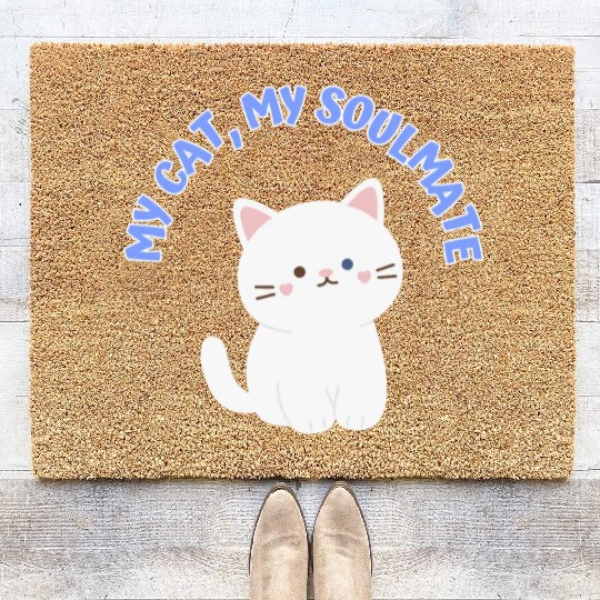 My Cat, My Soulmate, Cute Coir Doormats