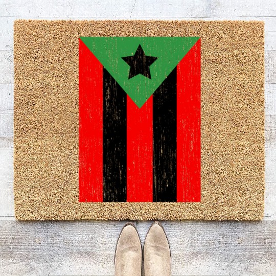 Afro Boricua Flag Puerto Rico Africa Roots Pride Coir Doormats