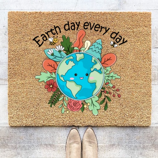 Earth Day Every Day Save The Planet Nature Lovers Coir Doormats
