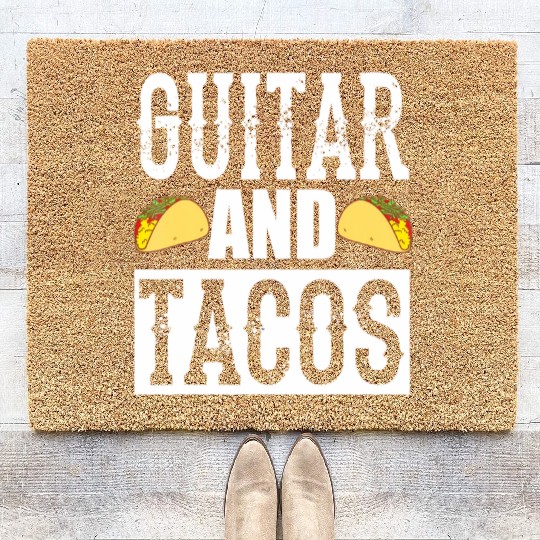 Guitar And Tacos Funny Taco Bass Guitar Coir Doormats