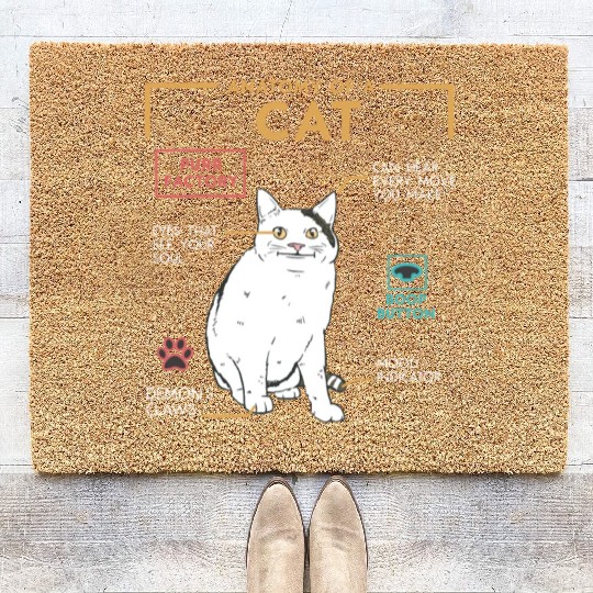 Funny Weird Cat Meme Smiling Anatomy of A Cat Coir Doormats