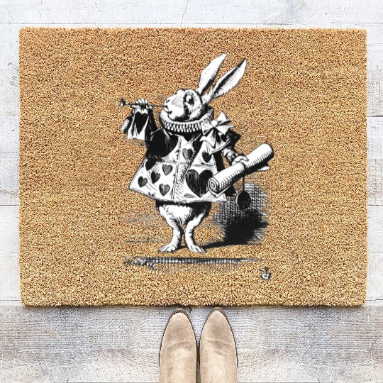 Easter Bunny Alice-In-Wonderland White Rabbit Coir Doormats