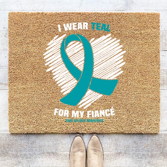 I Wear Teal For My Fiance Food Allergy Awareness Coir Doormats