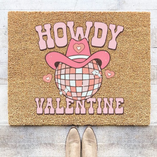 Howdy Heart Disco Groovy Western Cory Coir Doormats