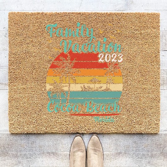 Vintage Retro Family Vacation 2023 Florida Cocoa Coir Doormats