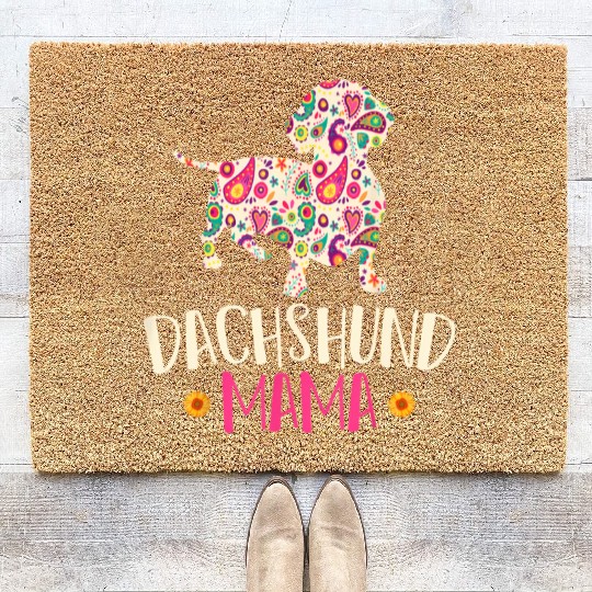 Mothers Day Wiener Mom Weenie Dog Vintage Coir Doormats