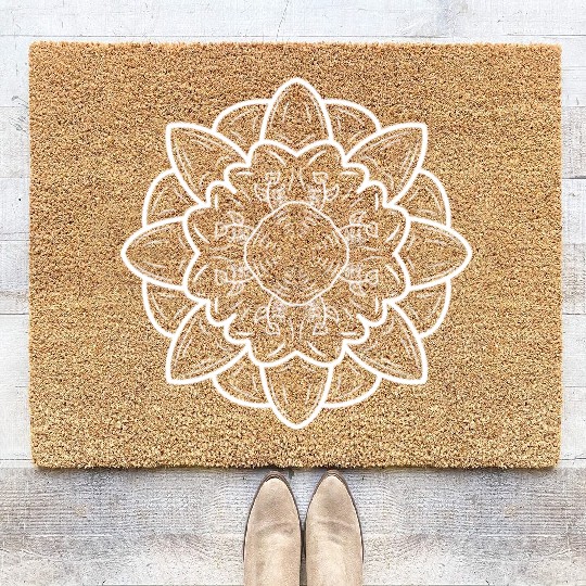 Flower,Mindfulness,Yoga,Breath,Balance,Meditation, Coir Doormats