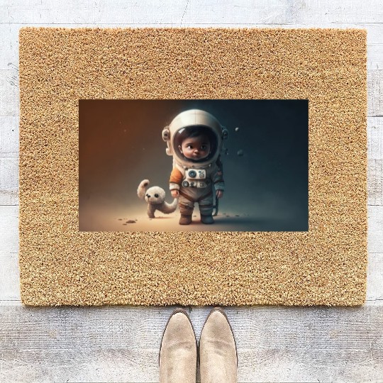 Cosmic Steps: The Baby Astronaut's Journey Coir Doormats