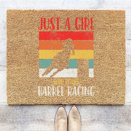 Barrel Racing Cowgirl Vintage Coir Doormats