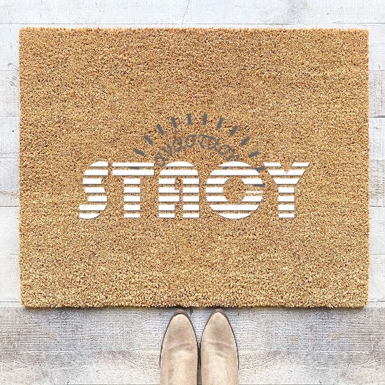 Stacy pink white, etymology of Greek origin. Coir Doormats