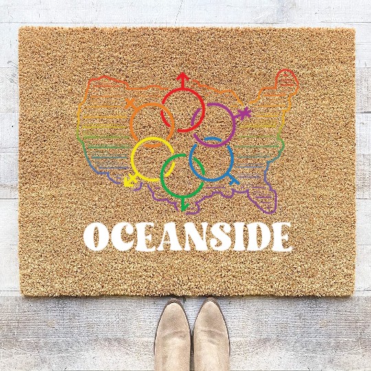 Oceanside Pride Month Pride Flag LGBT Community LG Coir Doormats
