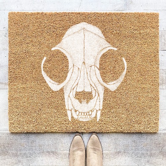 Cat Skull Pointillism Coir Doormats