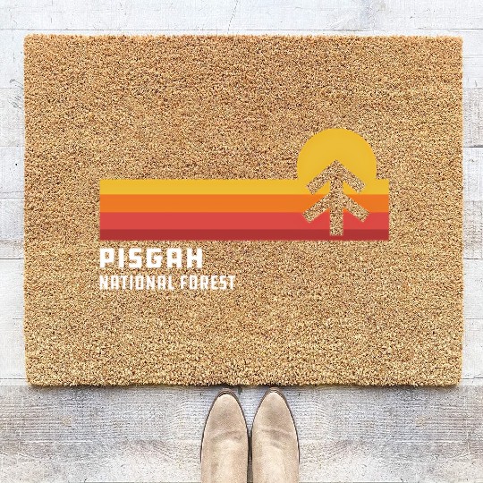 Retro Sunset Pisgah National Forest Asheville Coir Doormats