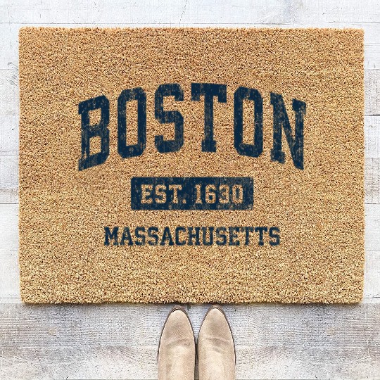 Boston Massachusetts Ma Vintage Athletic Coir Doormats