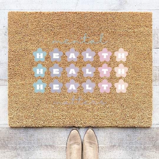 Mental Health Matters | Retro Flowers French Gray Coir Doormats