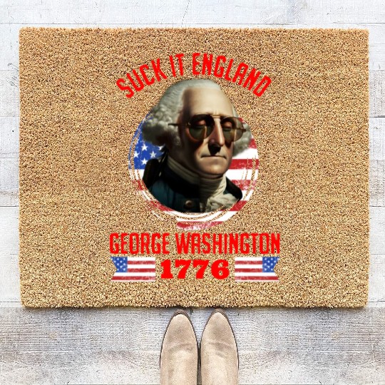 George Washington 1776 Suck it England USA Coir Doormats