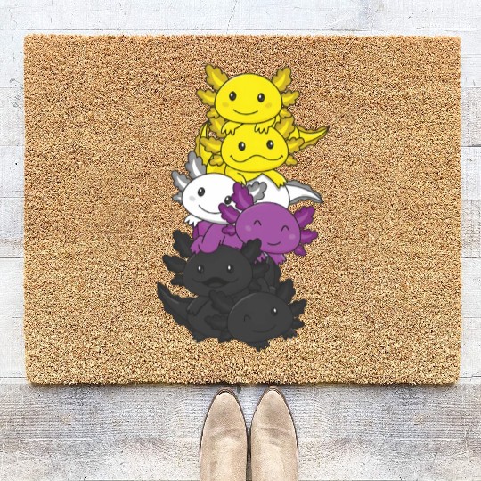 Nonbinary Flag Non Binary Pride Lgbtq Axolotl Coir Doormats