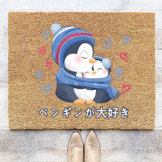 I Love Penguins Love Mom Penguin Coir Doormats