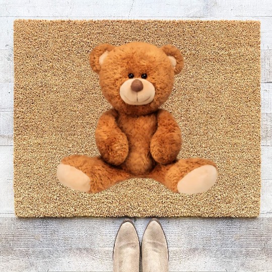 Real Teddy Bear Illustration Coir Doormats