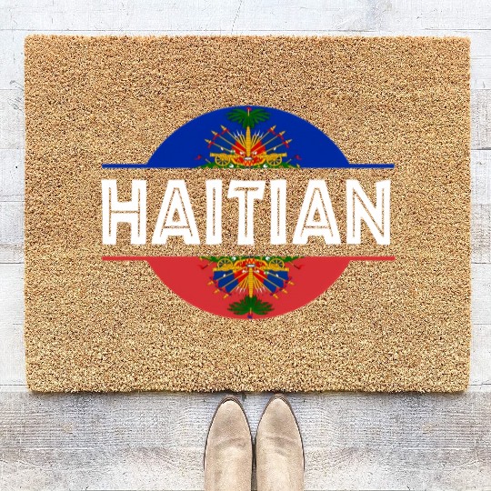 Haitian Flag Haiti Coat Of Arm Ayiti Day Pride Coir Doormats