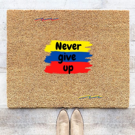 Never give up Coir Doormats