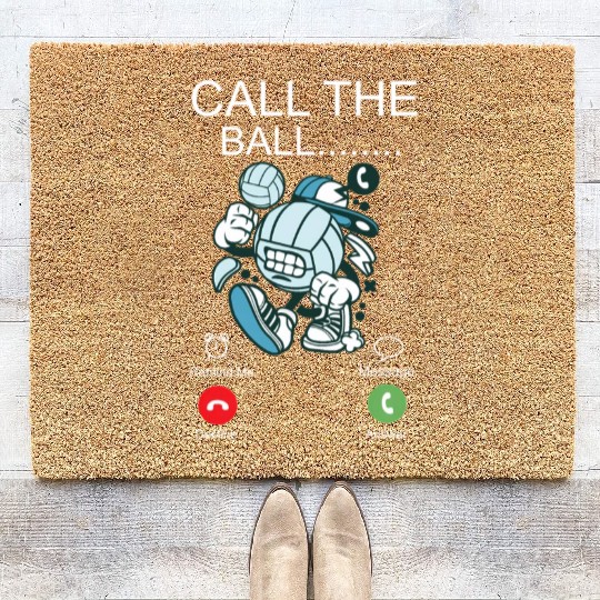 Volleyball Player Team Phone Display Call The Ball Coir Doormats