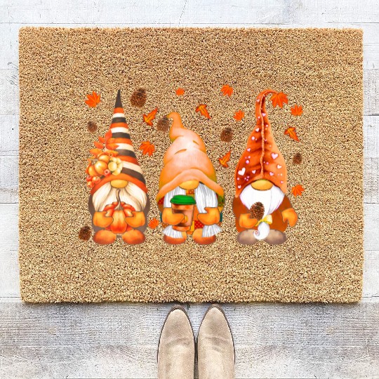 It's Fall Y'all Cute Gnomes Pumpkin Autumn Fall Coir Doormats