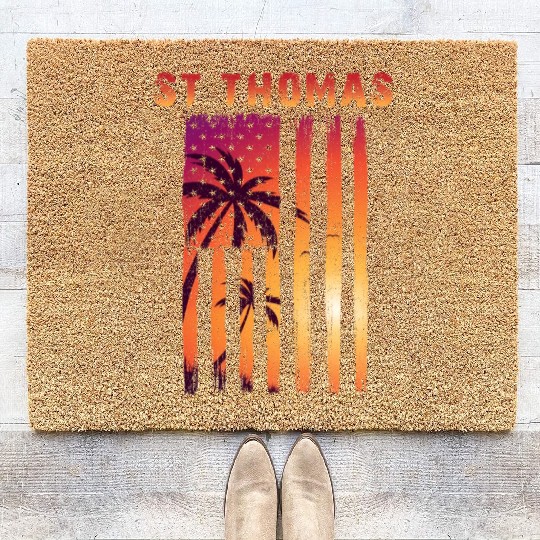 St Thomas Us Virgin Islands Patriotic Flag Coir Doormats