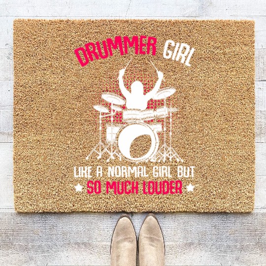 Drummer Girl Drumming Percussionist Drums Girls Coir Doormats