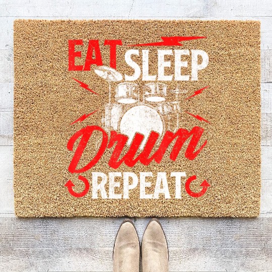 Eat Sleep Drum Repeat Drummer Drumming Band Lover Coir Doormats