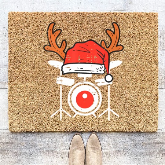 Drums Christmas Music Instrument Band Drummer Coir Doormats