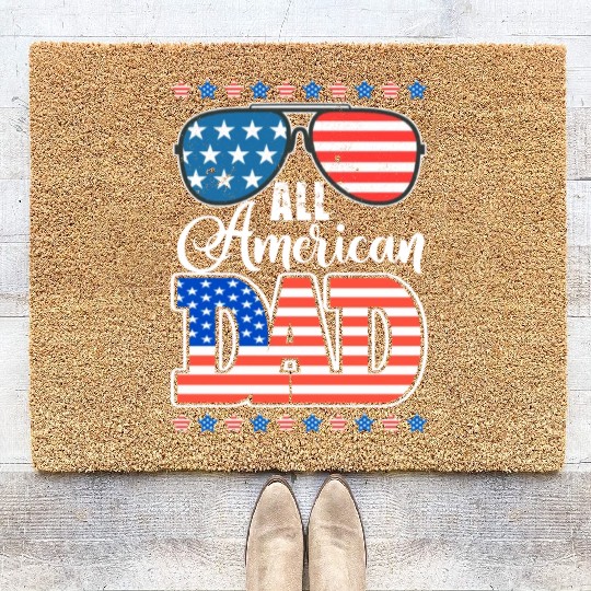 All American Dad Usa Sunglasses Flag Father's Day Coir Doormats