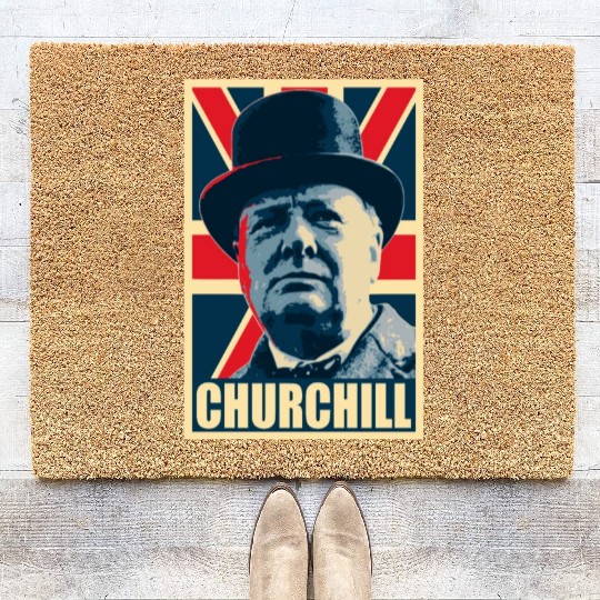 Winston Churhill Union Jack Propaganda Pop Art Coir Doormats