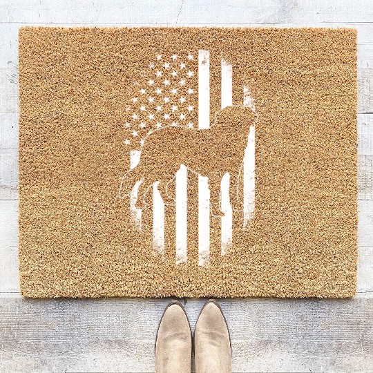 Patriotic Saint Bernard American Flag Dog Coir Doormats