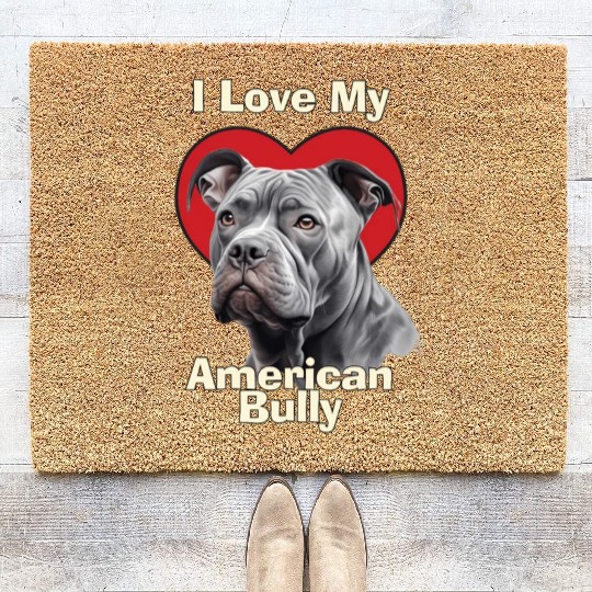 I Love My American Bully Puppy Dog Coir Doormats