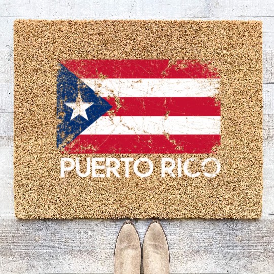 Puerto Rican Flag Made In Puerto Rico Coir Doormats