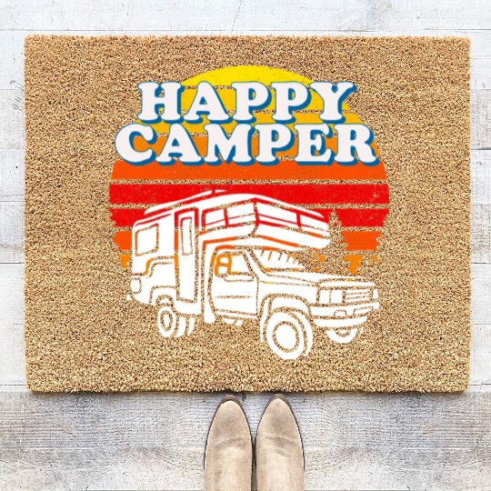 Happy Camper Funny Camping Lover Coir Doormats