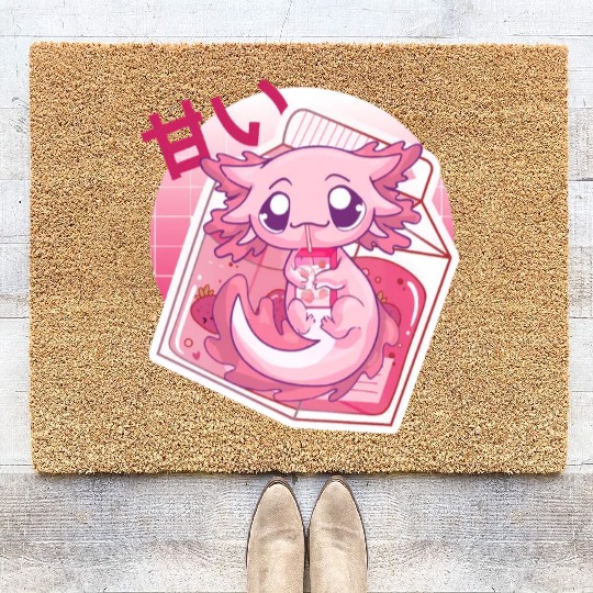 Axolotl Pastel Goth Strawberry Milk Shake Anime Ja Coir Doormats