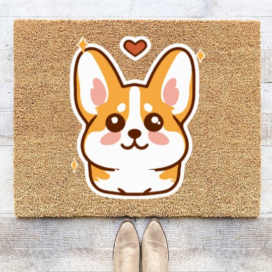 Kawaii Corgi Dog Lover Puppy Retro Coir Doormats