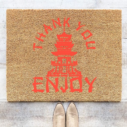 Chinese Take Out Thank You Enjoy Food Asian Coir Doormats