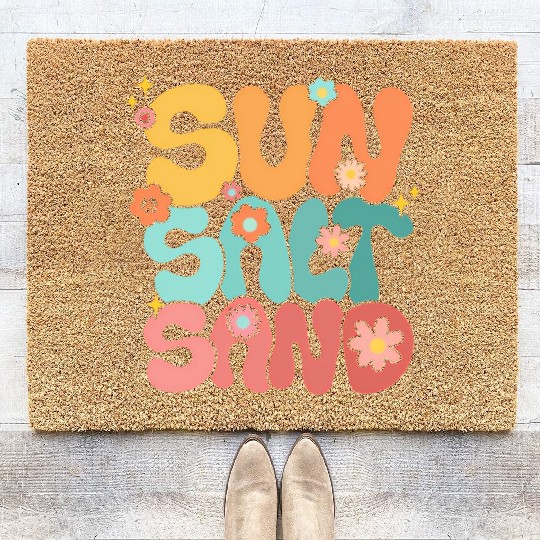 Sun Salt Sand Summer Family Vacation Hawaii Beach Coir Doormats