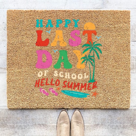 Groovy Happy Last Day of School Teacher Student Coir Doormats
