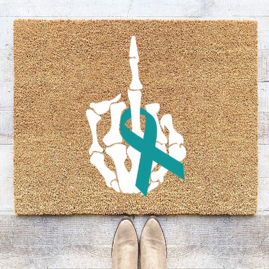 Fuck Ovarian Cancer Middle Finger Ovarian Cancer A Coir Doormats