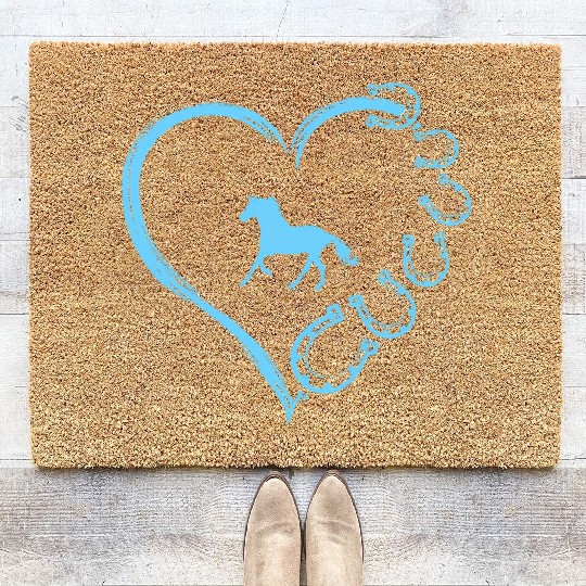 Horseshoe Heart Horse Mom Horseback Riding Coir Doormats