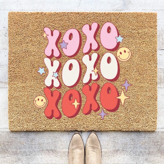 XOXO retro valentine sublimation hipster Coir Doormats