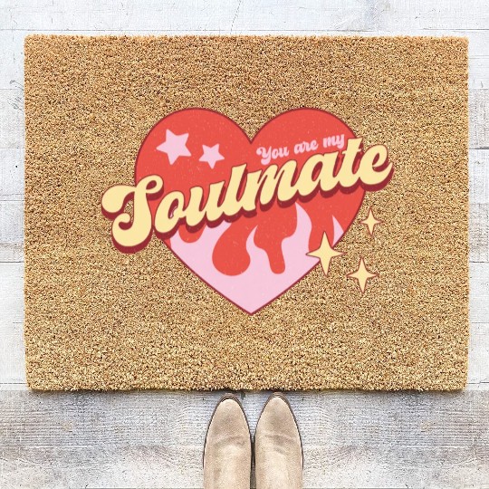 Soulmate heart valentine sublimation trending Coir Doormats