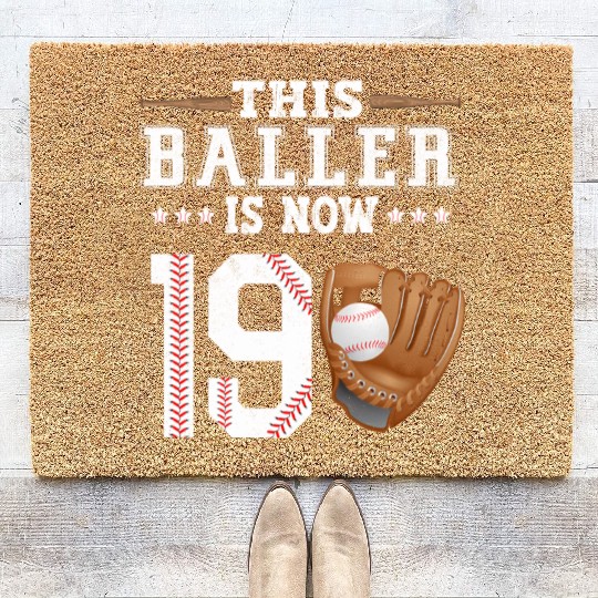 Baseball Age 19 Sports Themed 19 Th Coir Doormats