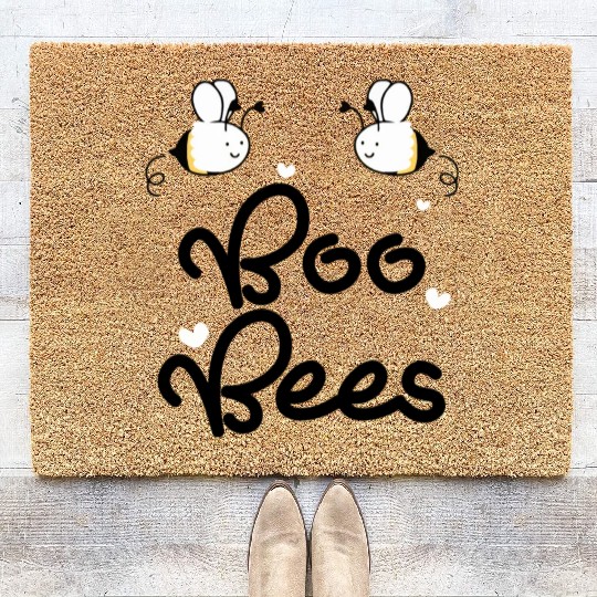 boo bees green Coir Doormats