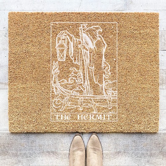 The Hermit Tarot Card Gothic Halloween Grim Coir Doormats